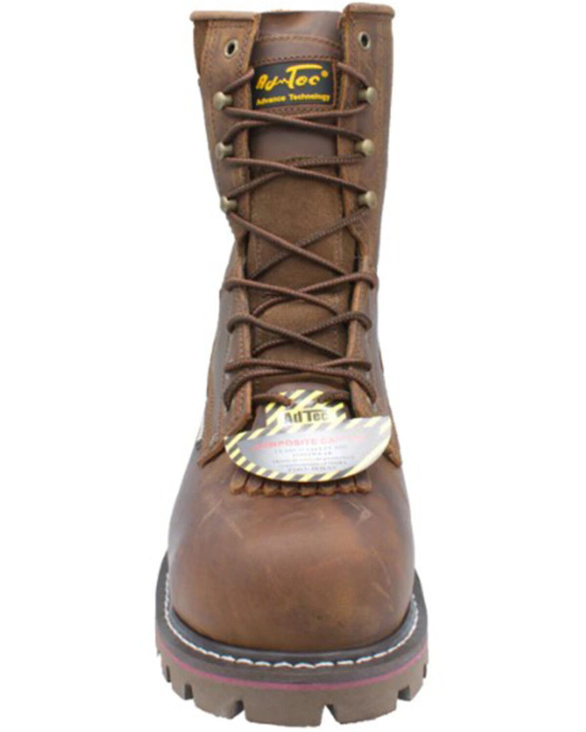 Image #3 - AdTec Men's 9" Waterproof Logger Work Boots - Composite Toe, Brown, hi-res