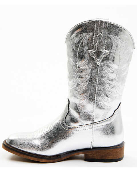Image #3 - Shyanne Girls' Flashy Western Boots - Broad Square Toe, Silver, hi-res