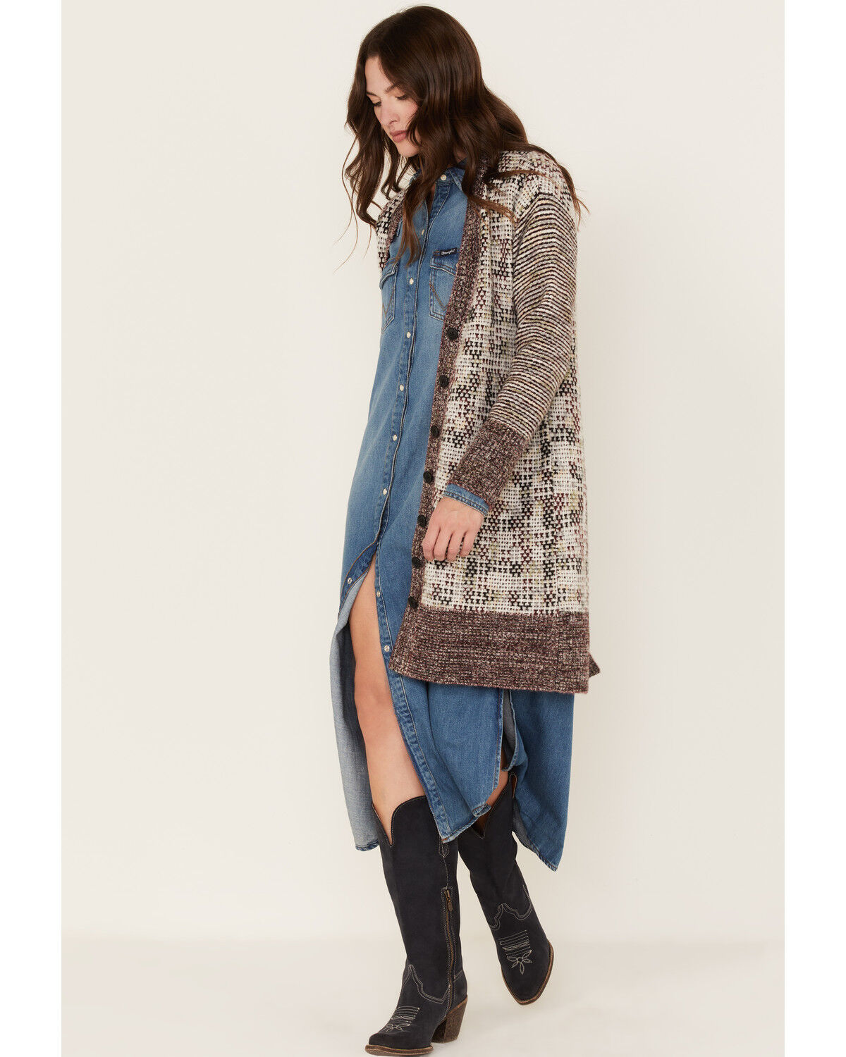 Image #1 - Cleo + Wolf Women's Knit Midi Cardigan, Cream, hi-res
