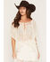 Image #1 - Wild Moss Women's Floral Print Tie-Front Blouse, Ivory, hi-res