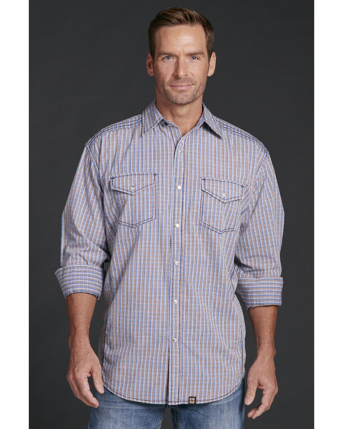 Image #1 - Cowboy Up Men's Plaid Snap Long Sleeve Western Shirt, , hi-res