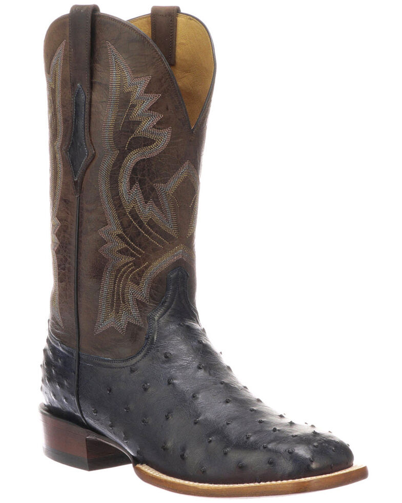 Lucchese Men's Cliff Exotic Western Boots - Square Toe, Navy, hi-res