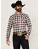 Image #1 - Blue Ranchwear Men's Forest Plaid Print Long Sleeve Snap Western Shirt, Red, hi-res