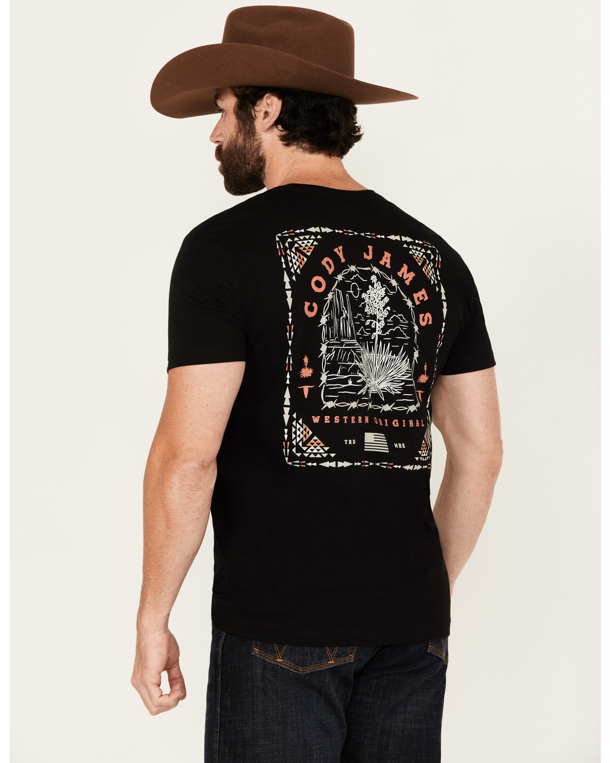 Image #1 - Cody James Men's Agave Desert Short Sleeve Graphic T-Shirt, Black, hi-res