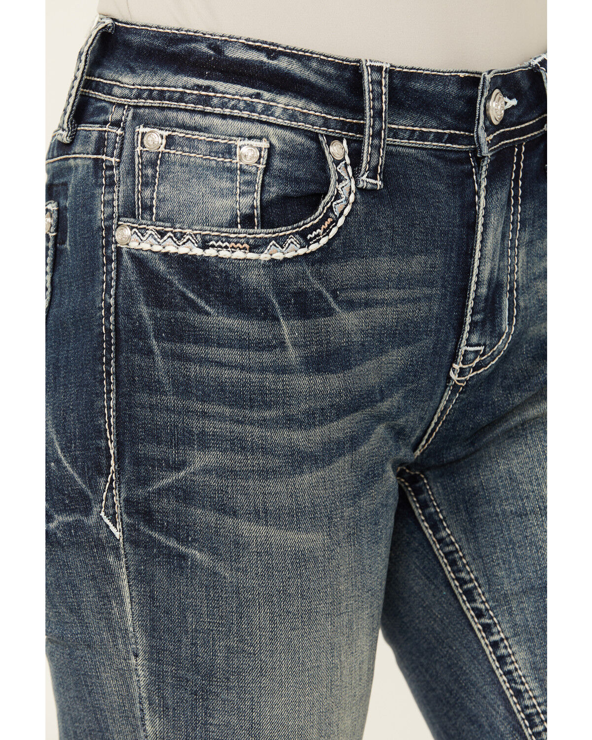Image #4 - Grace in LA Women's Medium Wash Mid Rise Geometric Bird Bootcut Jeans, Medium Wash, hi-res