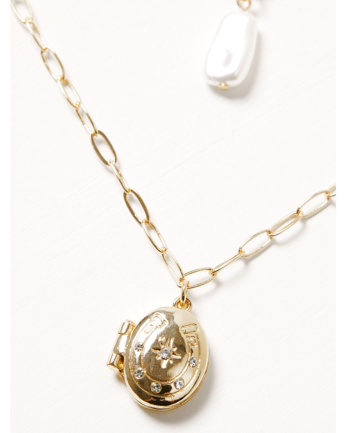 Image #2 - Shyanne Women's layered Pearl And Locket Necklace, Gold, hi-res