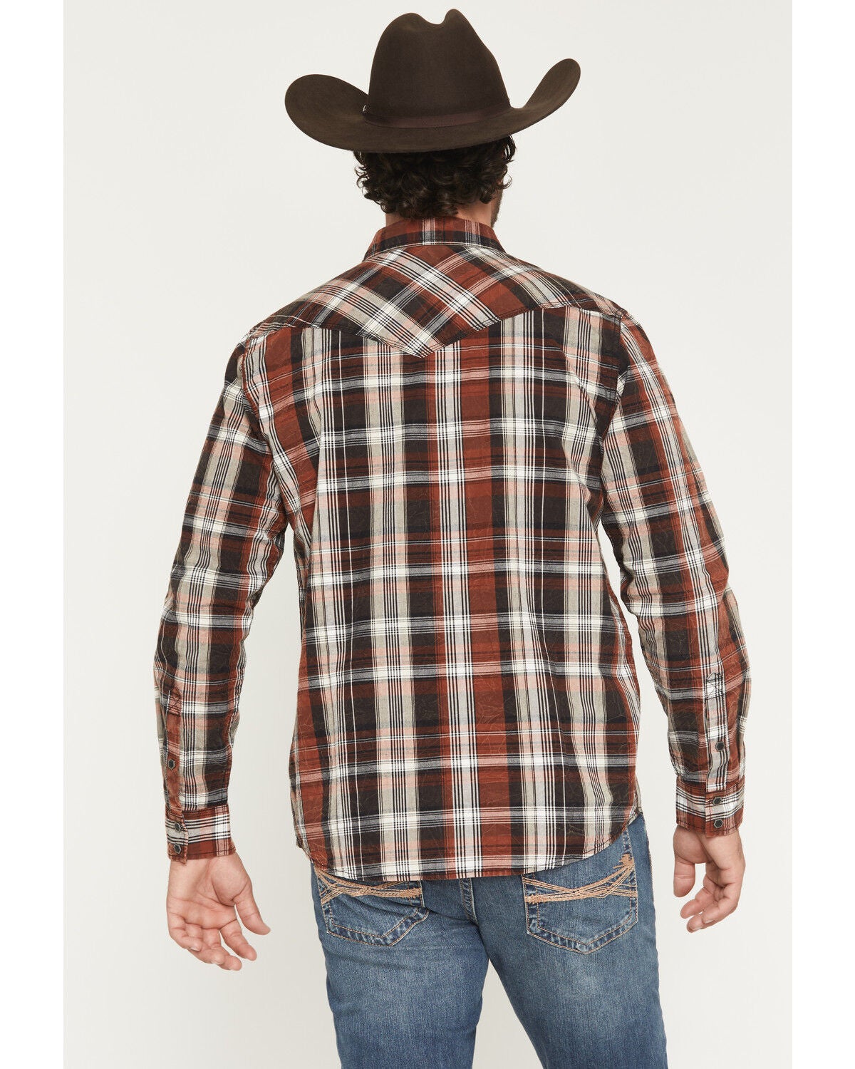 Image #4 - Moonshine Spirit&reg; Men's The Riff Crackle Plaid Print Long Sleeve Snap Western Shirt, Black, hi-res