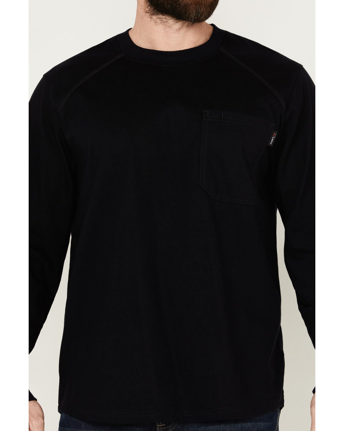 Image #3 - Hawx Men's FR Long Sleeve Pocket T-Shirt, Navy, hi-res