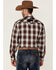 Image #4 - Roper Men's Multi Plaid Embroidered Horse Long Sleeve Pearl Snap Western Shirt, Maroon, hi-res