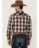 Image #4 - Roper Men's Multi Plaid Embroidered Horse Long Sleeve Pearl Snap Western Shirt , Maroon, hi-res