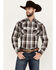 Image #2 - Ely Walker Men's Plaid Print Long Sleeve Snap Western Shirt, Brown, hi-res