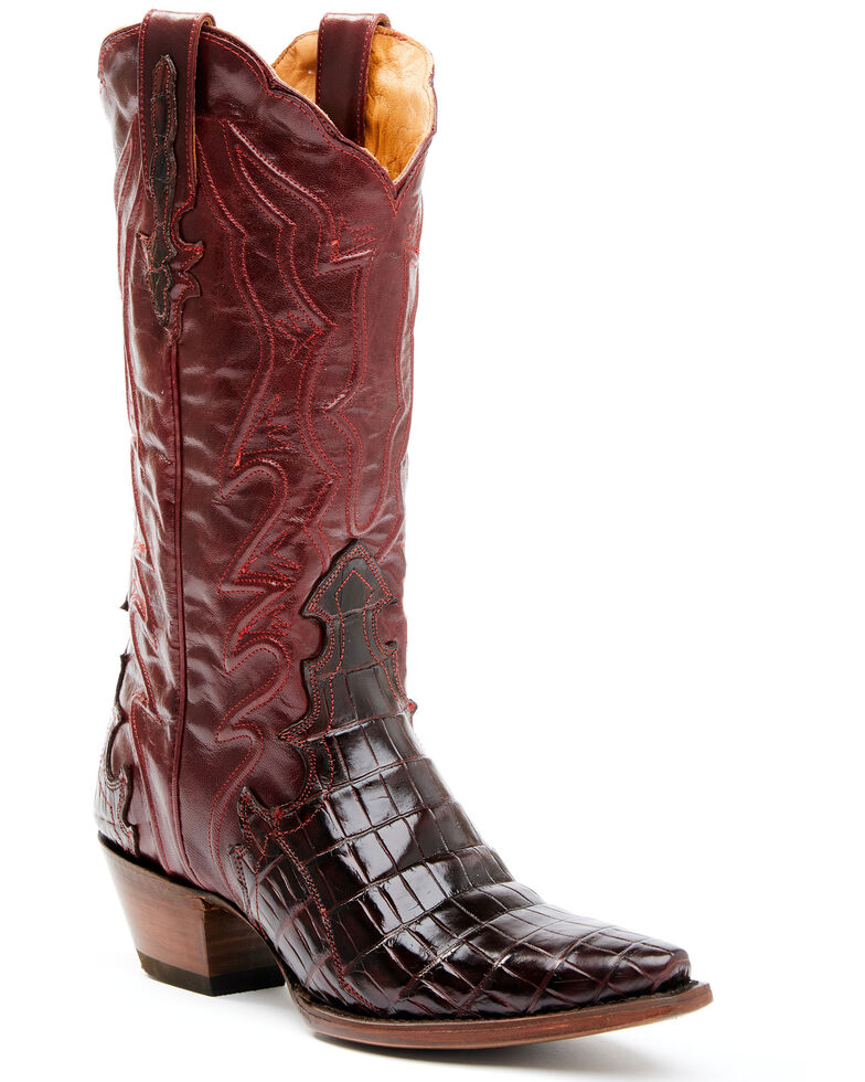 Dan Post Women's Exotic Crocodile Leather Western Boots - Snip Toe, Burgundy, hi-res