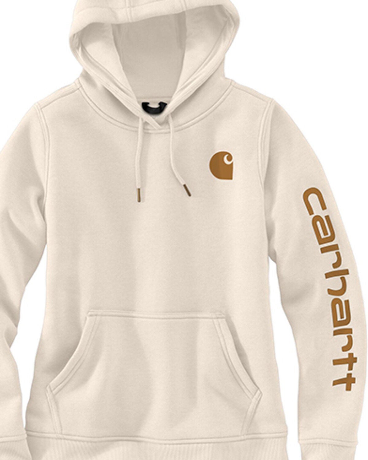 Image #2 - Carhartt Women's Relaxed Fit Midweight Logo Sleeve Graphic Hoodie, Brown, hi-res