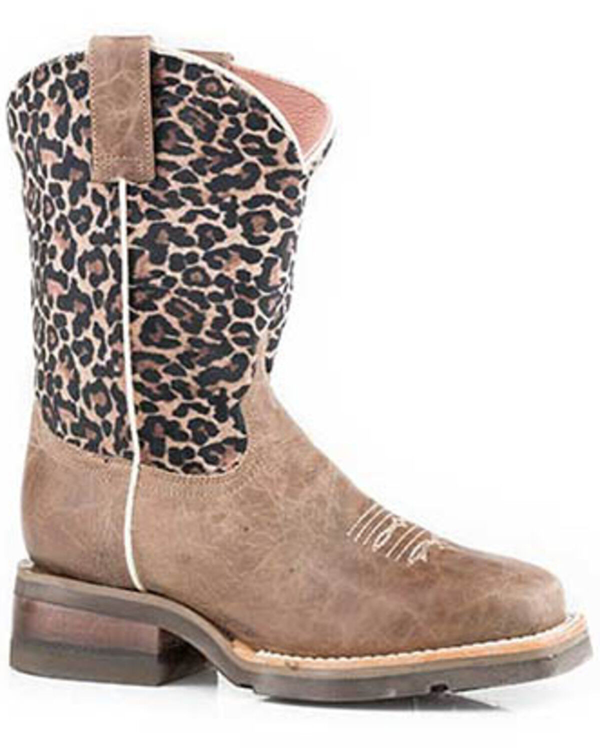 Image #1 - Roper Little Girls' Cheetah Print Western Boots - Broad Square Toe, Brown, hi-res