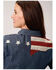 Old West Women's Denim American Flag Yoke Long Sleeve Western Shirt, Blue, hi-res