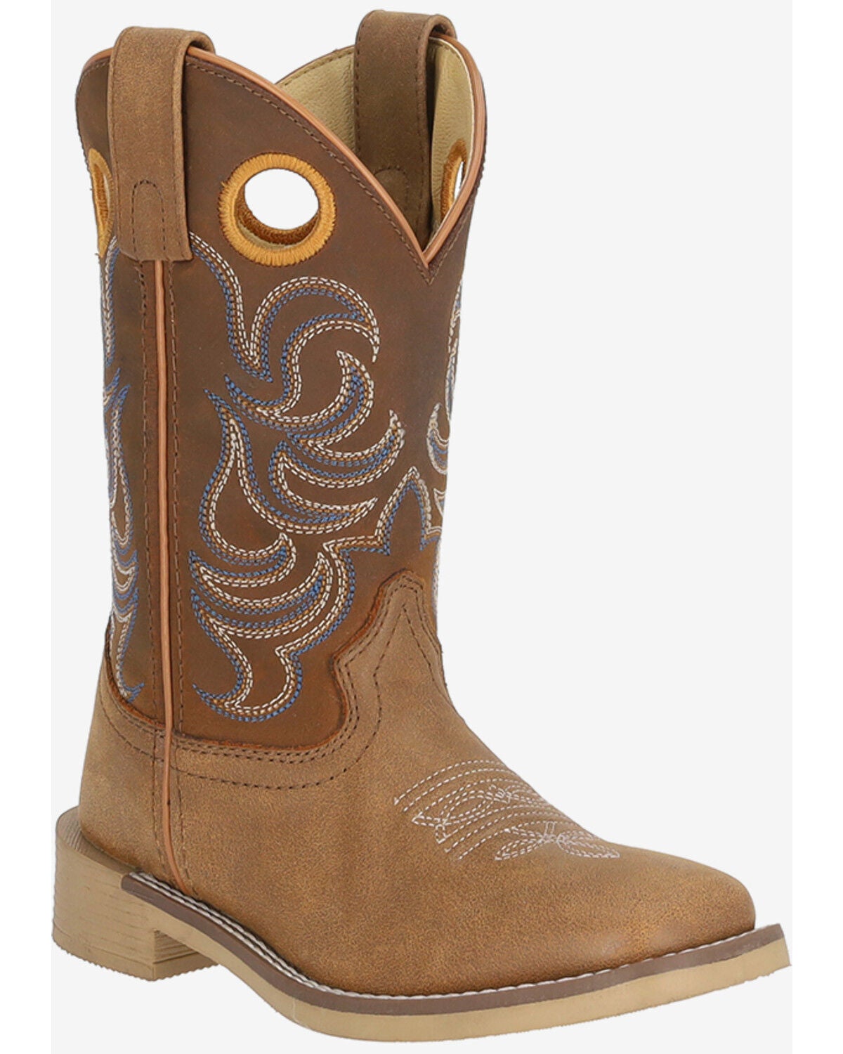 Smoky Mountain Boys' Owen Western Boots - Broad Square Toe, Brown, hi-res