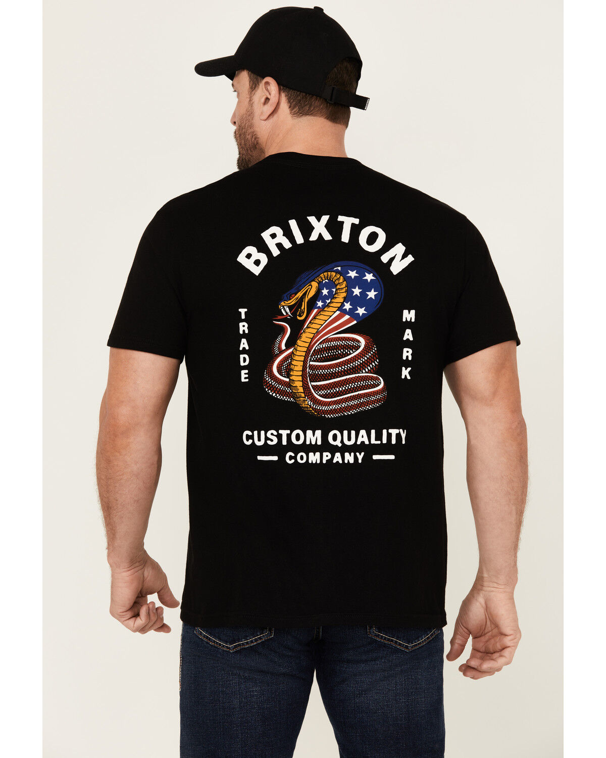 Image #4 - Brixton Men's Boot Barn Exclusive Americobra Short Sleeve Graphic T-Shirt, Black, hi-res