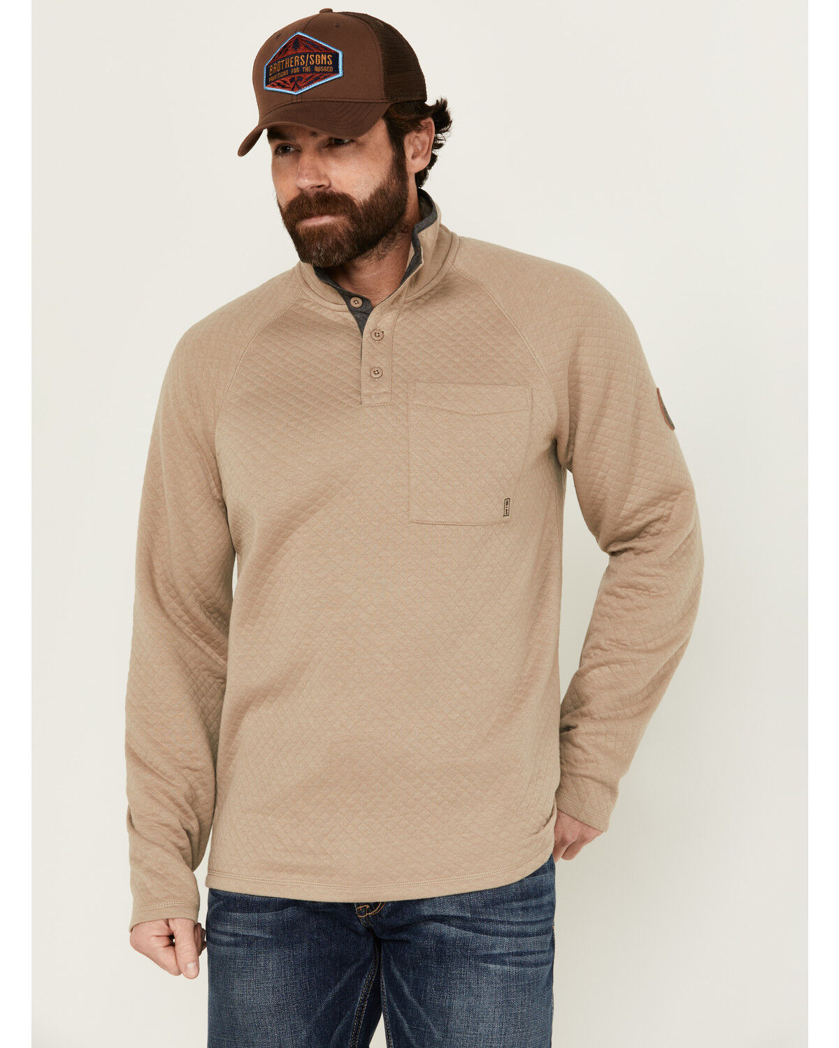 Image #1 - Brothers and Sons Men's Uinta Quilted Pullover, Taupe, hi-res