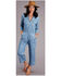 Image #1 - Stetson Women's Chambray Tencel Long Sleeve Jumpsuit, Blue, hi-res