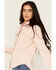 Image #2 - Cruel Girl Women's Solid Long Sleeve Pearl Snap Western Shirt, Pink, hi-res