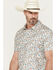 Image #2 - Panhandle Men's Cactus Print Short Sleeve Snap Performance Polo, Natural, hi-res