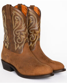 Cody James Men's Embroidered Western Boots - Round Toe, Distressed Brown, hi-res