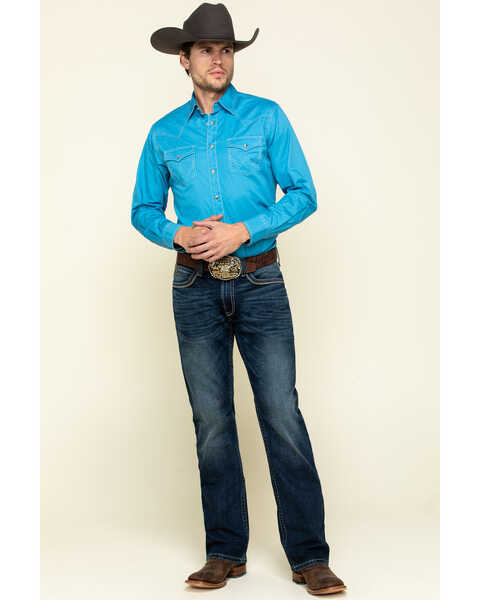 Image #6 - Wrangler Retro Men's Long Sleeve Western Shirt , Blue, hi-res
