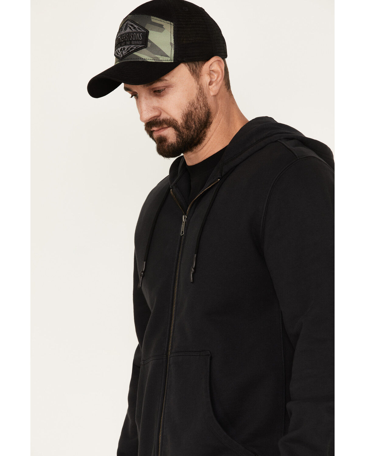 Image #2 - Brothers and Sons Heavy Weathered Hooded Jacket, Black, hi-res