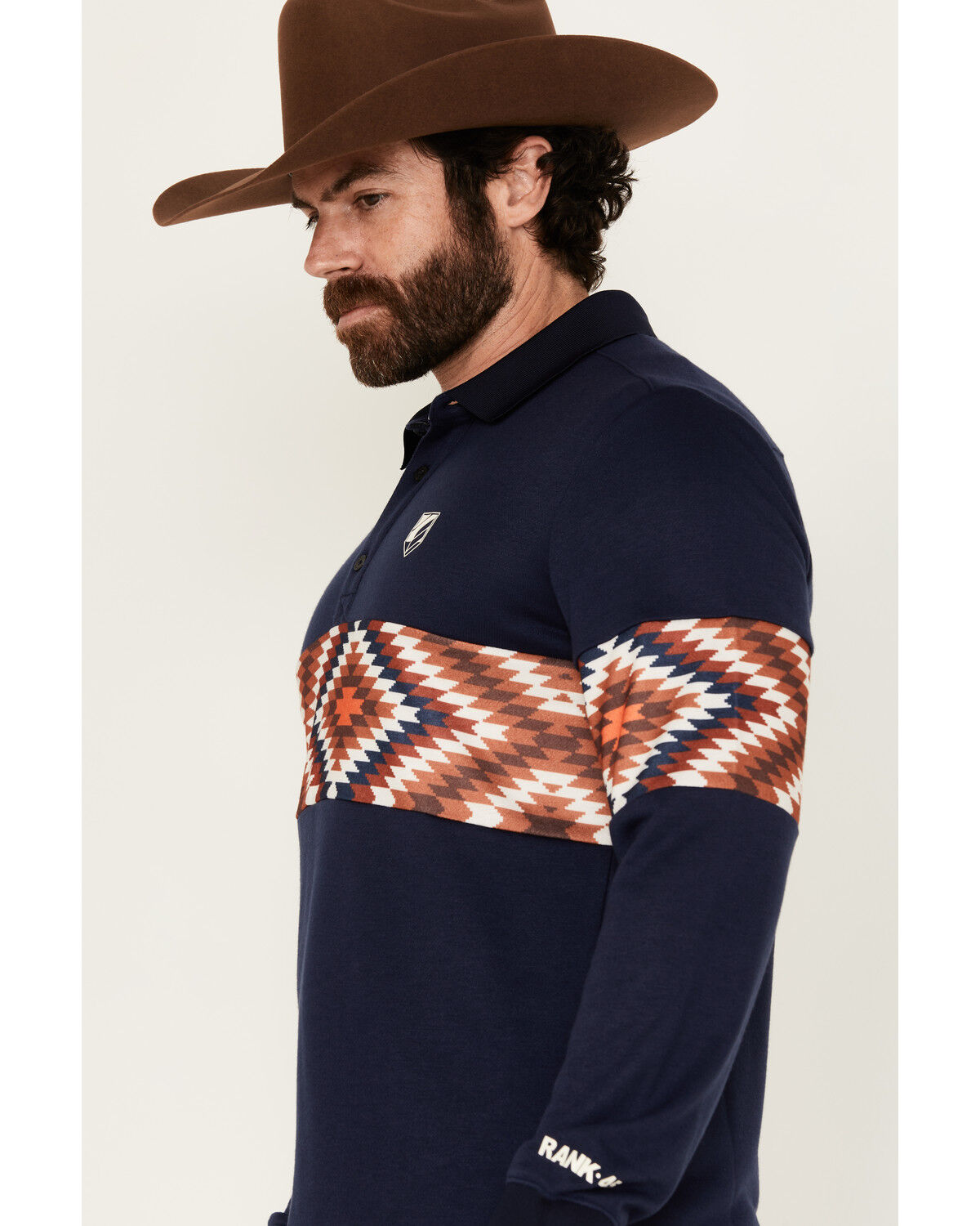 Image #2 - RANK 45® Men's Border Striped Rugby Polo Shirt, Navy, hi-res