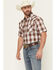 Image #1 - Ely Walker Men's Plaid Print Short Sleeve Snap Western Shirt - Tall, Burgundy, hi-res
