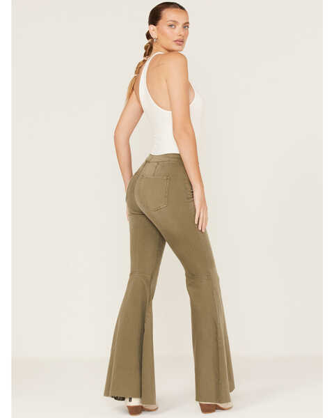 Image #3 - Free People Women's Just Float On High Rise Flare Jeans, Olive, hi-res