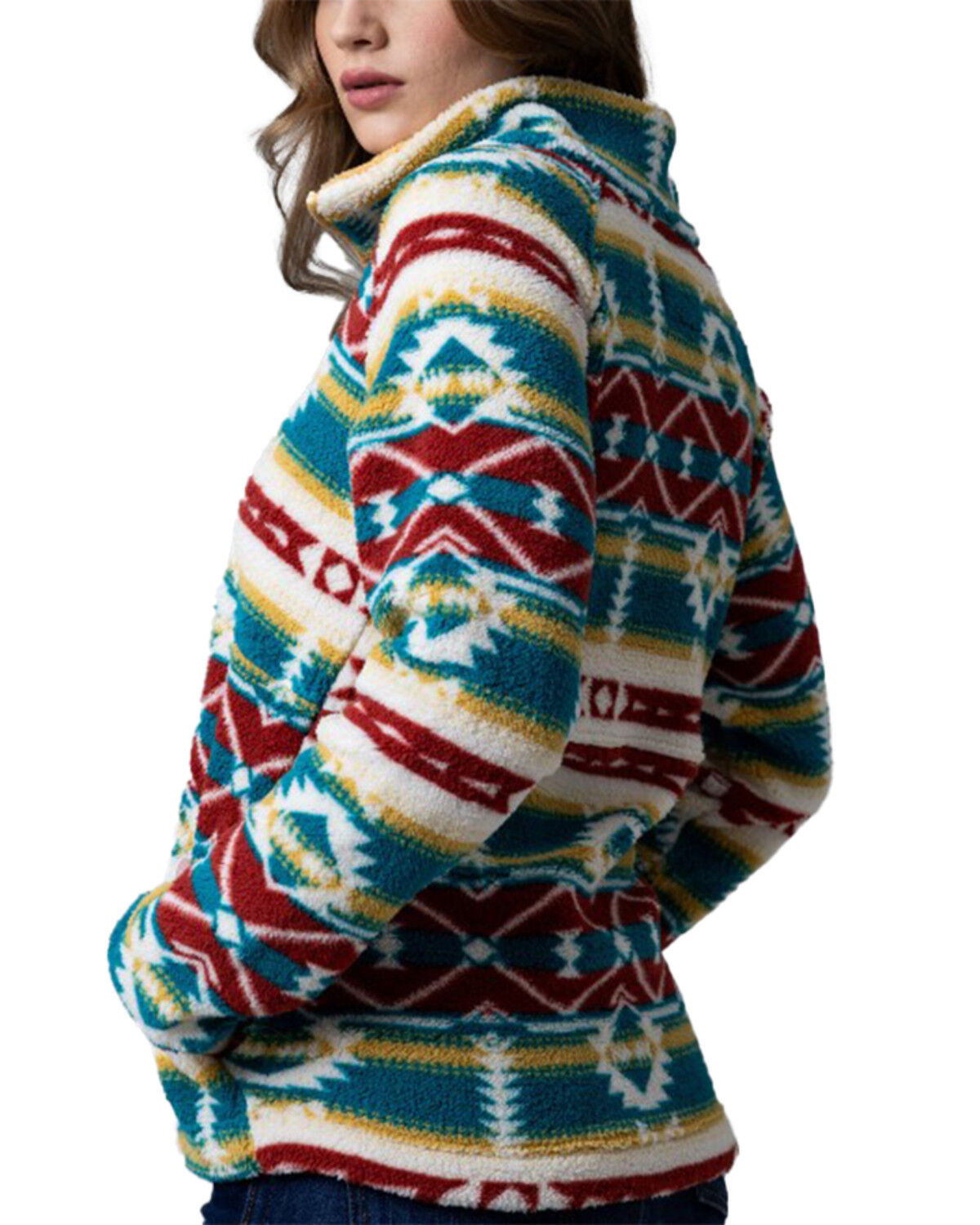 Image #3 - Kimes Ranch Women's Southwestern Print Sherpa Pullover, Red, hi-res