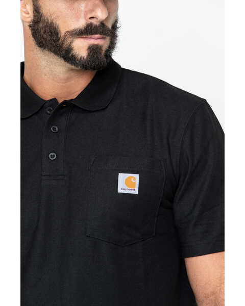Image #4 - Carhartt Men's Contractors Pocket Short Sleeve Work Polo Shirt, Black, hi-res