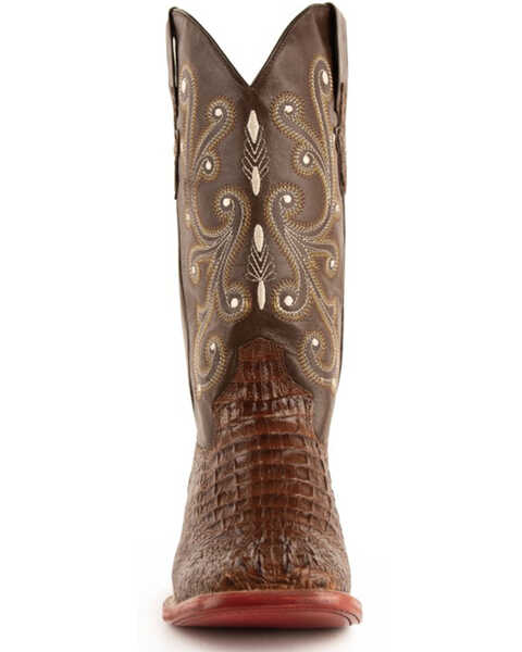 Image #7 - Ferrini Men's Caiman Croc Print Western Boots - Broad Square Toe, Rust, hi-res