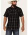 Image #1 - Moonshine Spirit Men's Exclusive Plaid Print Short Sleeve Snap Western Shirt, Black, hi-res