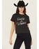 Image #1 - White Crow Women's Country & Western Short Sleeve Graphic Tee, Black, hi-res
