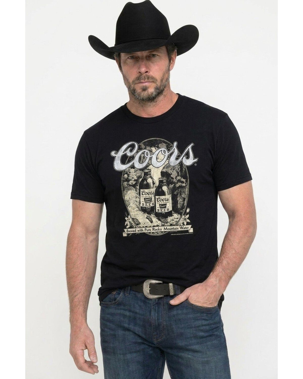 Coors Men's Vintage Banquet Short Sleeve Graphic T-Shirt, Black, hi-res