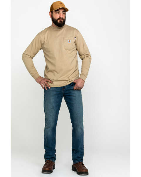 Image #6 - Carhartt Men's Flame Resistant Force Long Sleeve Work T-Shirt , Beige/khaki, hi-res