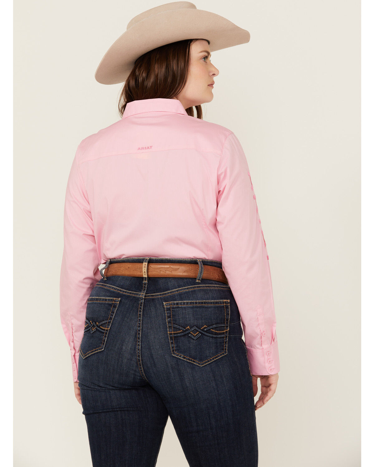 Image #4 - Ariat Women's Team Kirby Long Sleeve Button-Down Stretch Western Shirt - Plus, Pink, hi-res