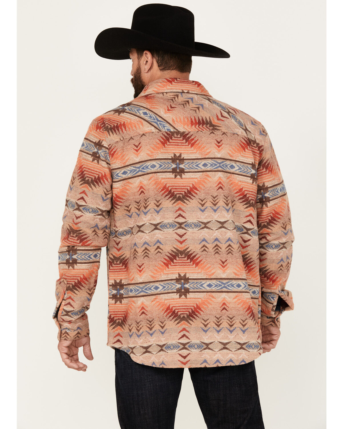 Image #4 - Rock & Roll Denim Men's Southwestern Snap Shirt Jacket, Tan, hi-res