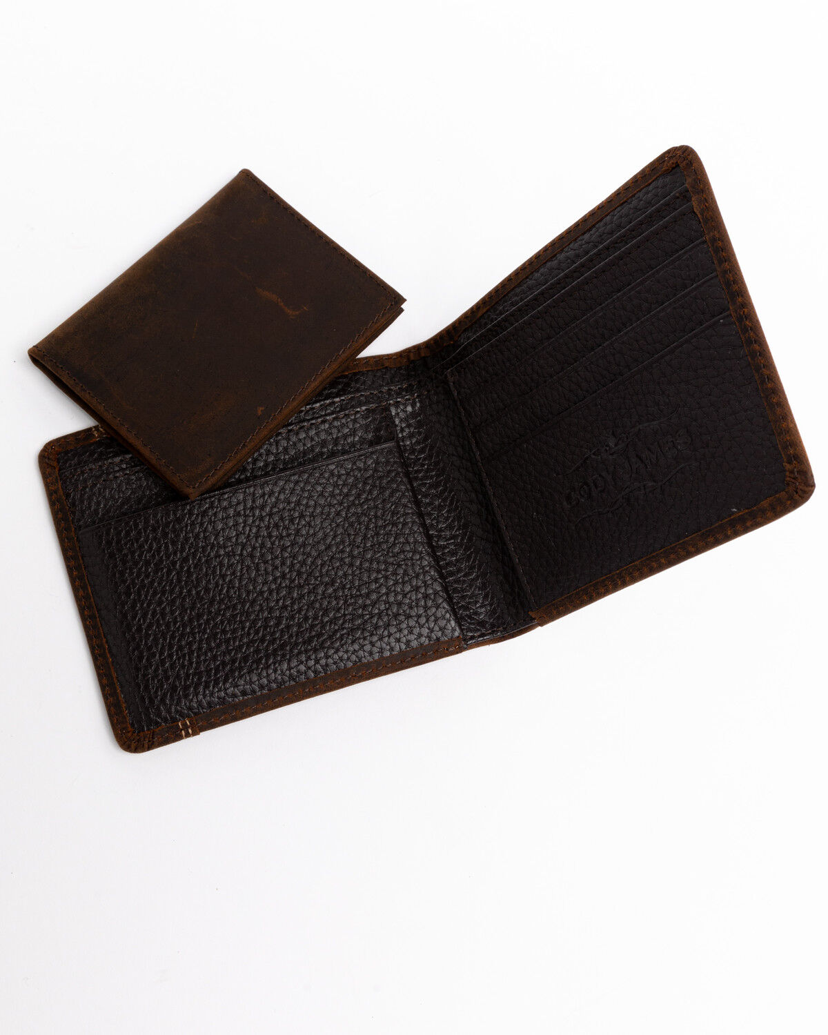 Image #4 - Cody James Men's Boot Stitch Bi-Fold Leather Wallet, Cognac, hi-res
