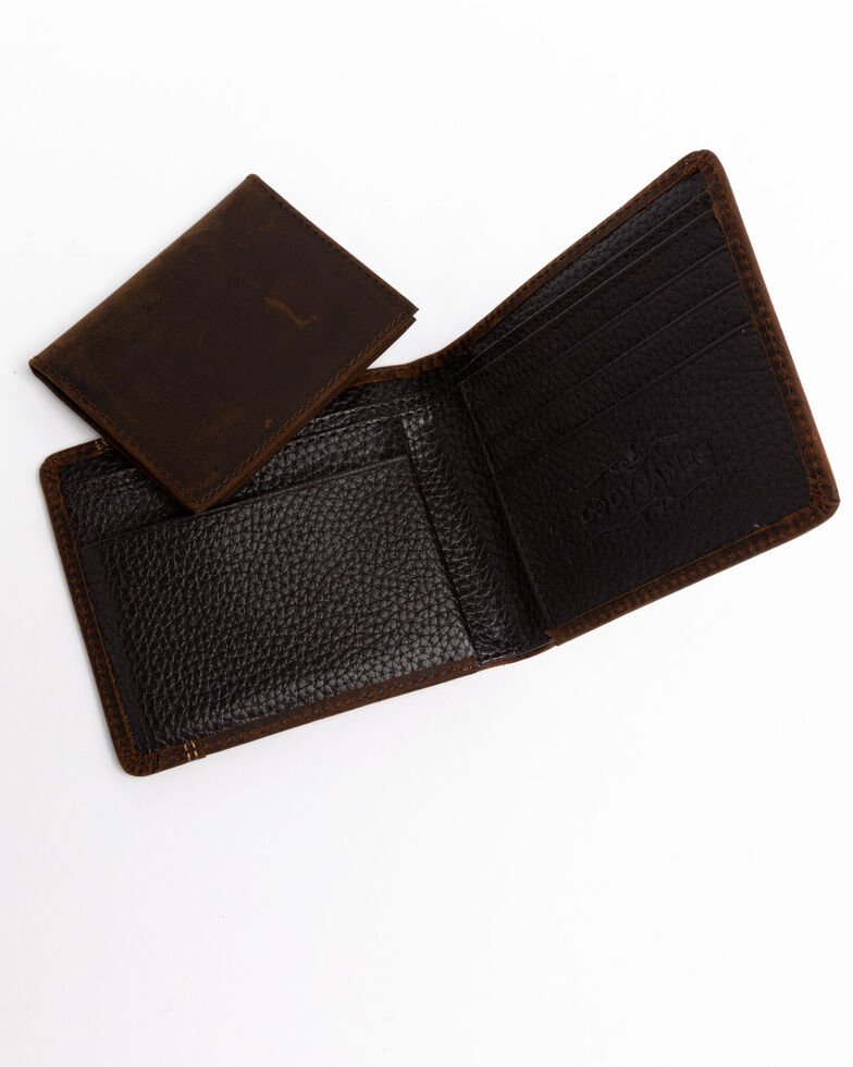 Cody James Men's Boot Stitch Bi-Fold Leather Wallet , Cognac, hi-res