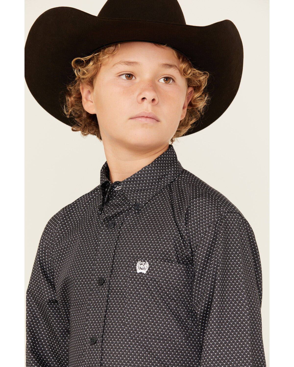 Image #2 - Cinch Boys' Dot Geo Print Long Sleeve Button-Down Western Shirt, Blue, hi-res