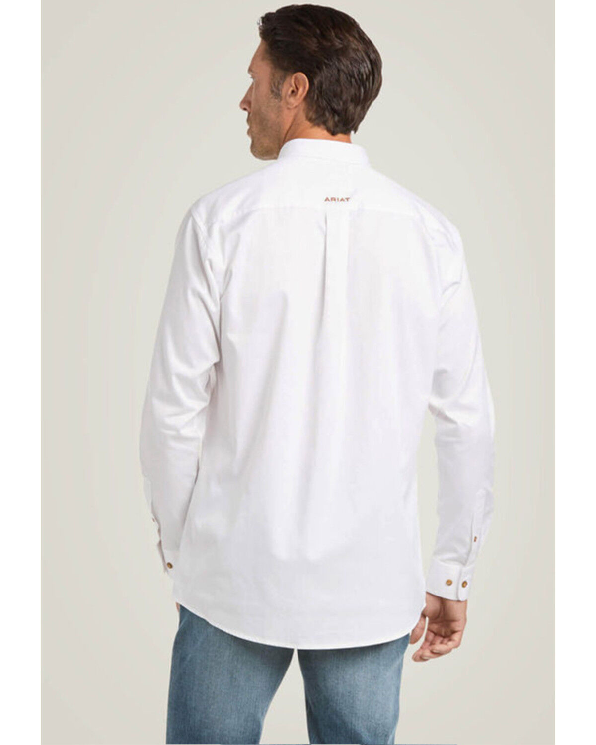 Image #2 - Ariat Men's Solid Twill Fitted Long Sleeve Button-Down Western Shirt, White, hi-res