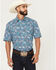 Image #1 - Roper Men's Amarillo Paisley Short Sleeve Pearl Snap Western Shirt, Blue, hi-res