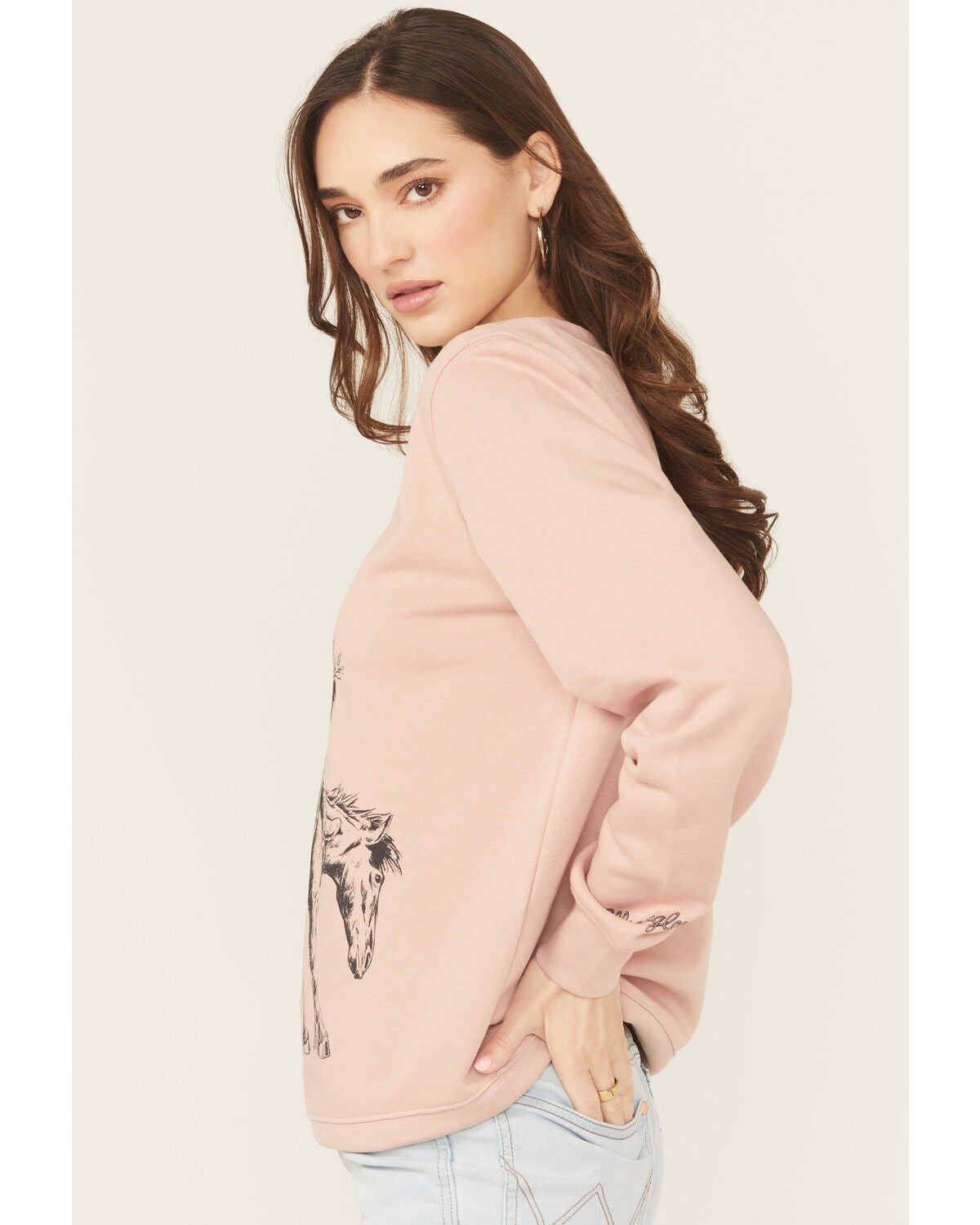 Image #2 - Wrangler Retro Women's Cowboy Crewneck, Rose, hi-res