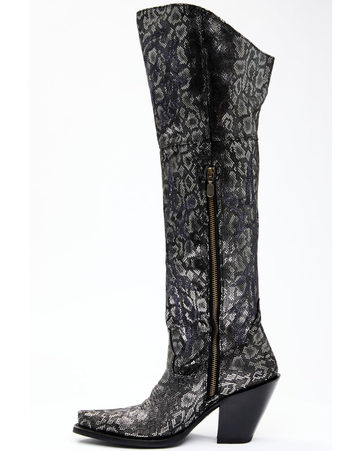 Image #4 - Dan Post Women's Black Snake Print Western Boots - Snip Toe, , hi-res