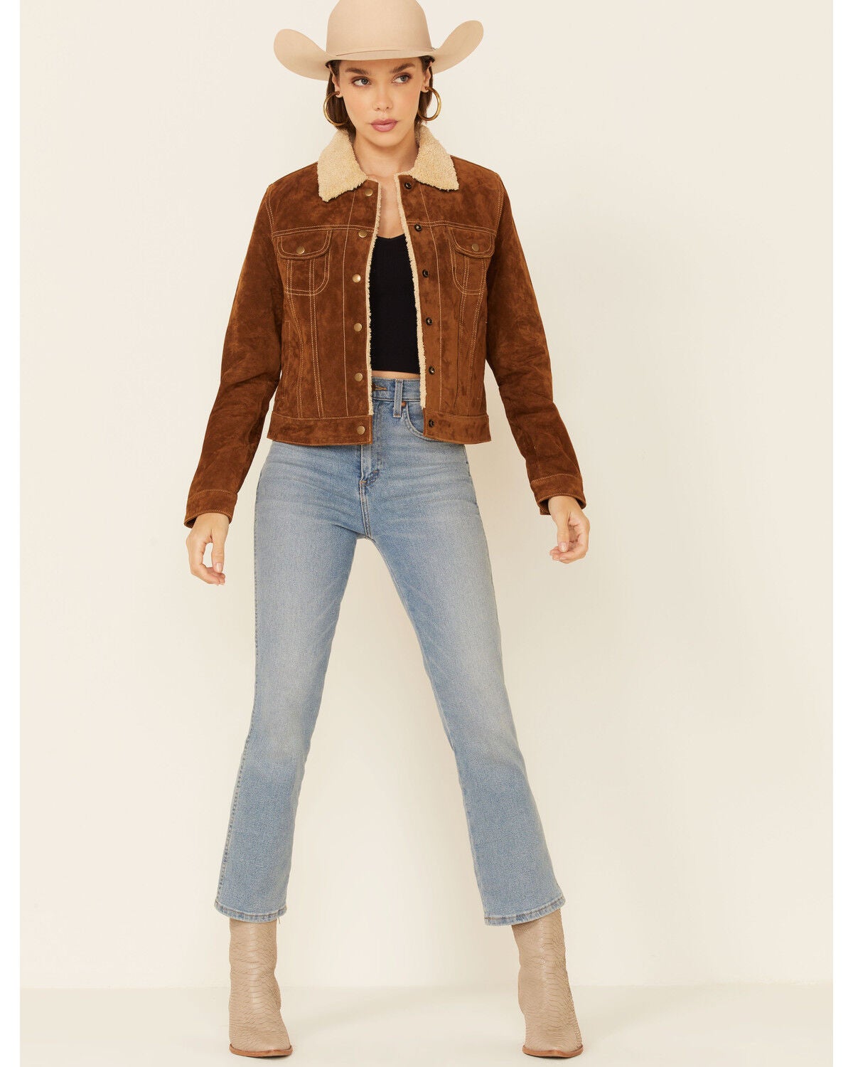 Scully Women's Brown Sherpa Lined Snap 
