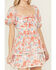 Image #3 - Ash & Violet Women's Floral Print Short Sleeve Lace Trim Mini Dress, Multi, hi-res