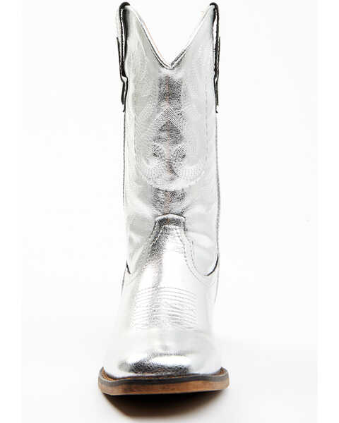 Image #4 - Shyanne Girls' Flashy Western Boots - Broad Square Toe, Silver, hi-res